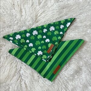 NWT Shamrock & Stripe Reversible Bandana Scarf - Green, 2 pack, XL